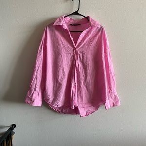 Zara pink button-up shirt